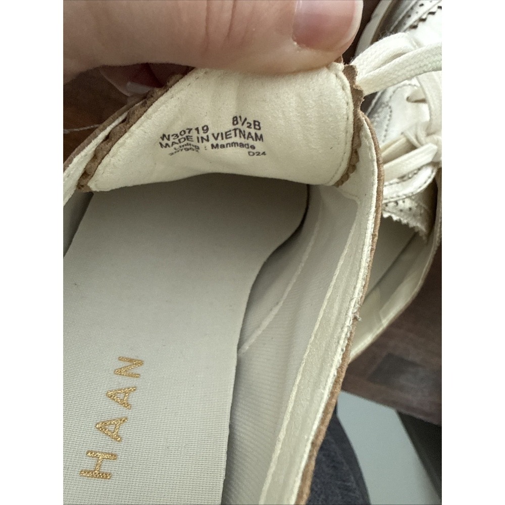Cole Haan Grand City Womens Platform Oxford Shoes 8.5 Gold Talca Ivory Leather - Picture 7 of 9